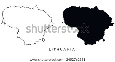 Lithuania map outlined and black vector set