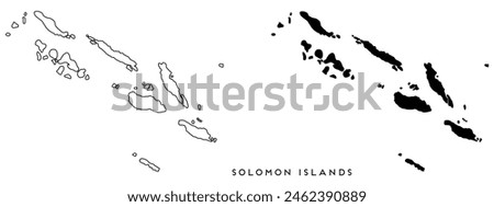 Solomon Islands map outlined and black vector