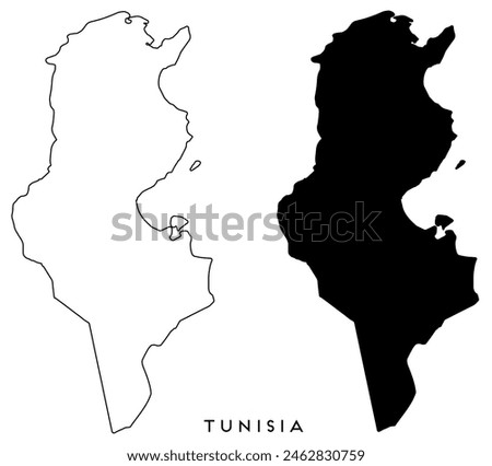 Tunisia map outlined and black vector