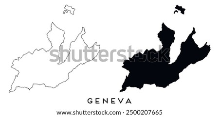 Geneva map outline and black silhouette vector