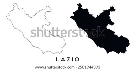 Lazio map outline and black silhouette vector