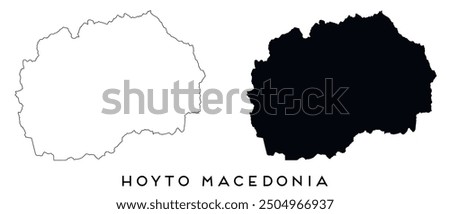 Hoyto Macedonia map outline and black silhouette vector