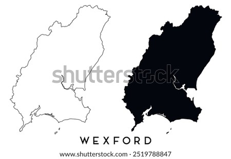 Wexford map outline and black silhouette vector