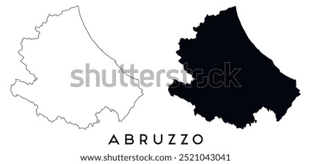 Abruzzo map outline and black silhouette vector