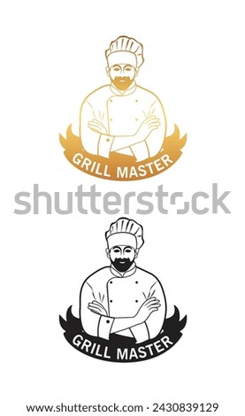 Grill Master Chef logo vector single color.