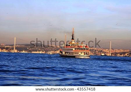 Istanbul Bosporus Bridge and Ship.