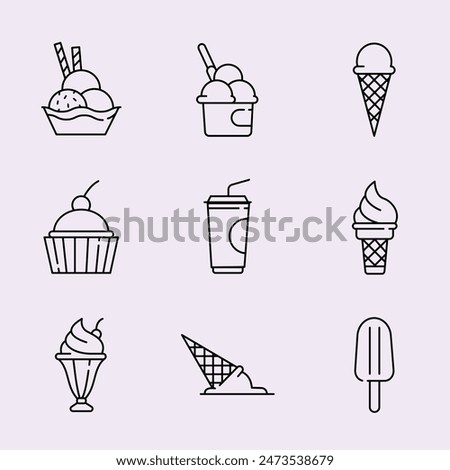 Cute Ice Cream Icon Set