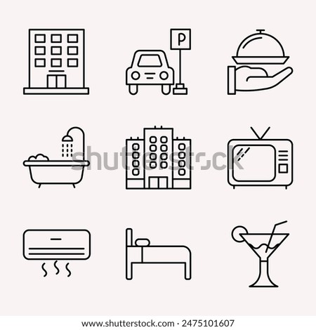 Simple Hotel House Icon Set