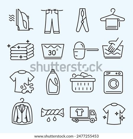 CLOTH CLEANING LAUNDRY ICON SET