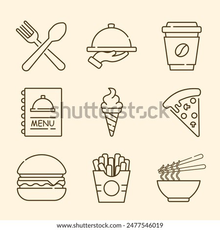 RESTAURANT CAFE FOOD ICON SET