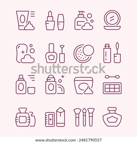 OUTLINE BEAUTY COSMETIC ICON SET
