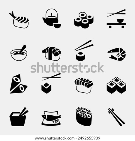 LINEAR JAPANESE RESTAURANT ICON SET