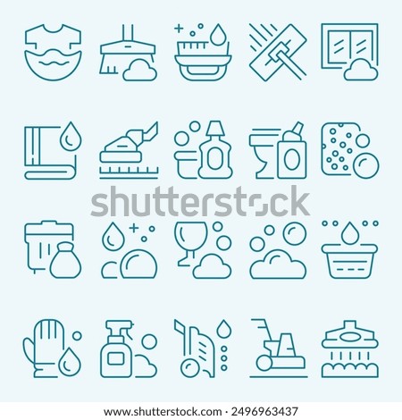 CLEANING - HYGIENE - WASHING ICON SET