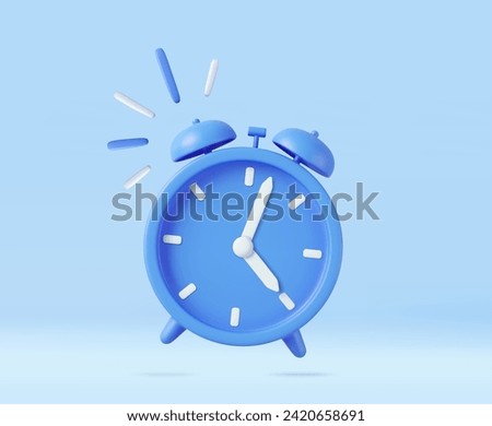 3d alarm clock. watch icon minimal design concept of sleeping timer. 3d rendering Vector illustration