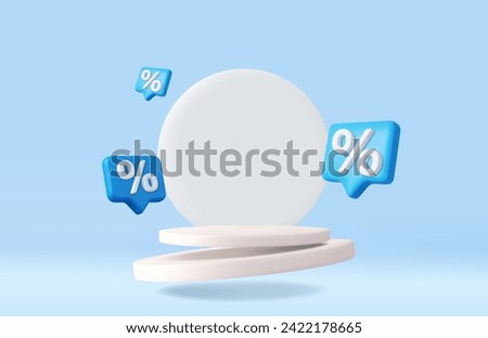 3d Discount product sale podium. Special offer composition. Stage Podium Scene with for Award, Decor element background. 3d render. Vector illustration