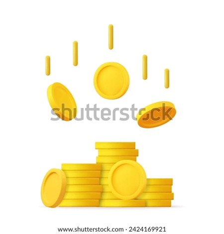 3D Stack of Gold Coins Icon. Empty Golden Money Sign. Growth, Income, Savings, Investment. Symbol of Wealth. Business Success. 3d rendering. Vector illustration