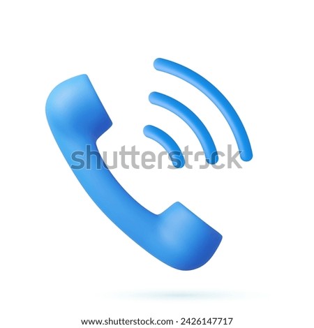 3D Realistic Phone Handset Ringing. Support, Customer Service, Help, Communication Concept. 3d rendering. Vector illustration