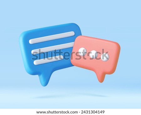 3D speech bubble icons isolated on background. 3D symbol for chat on social media. Chatting box, message box. 3d rendering. Vector illustration