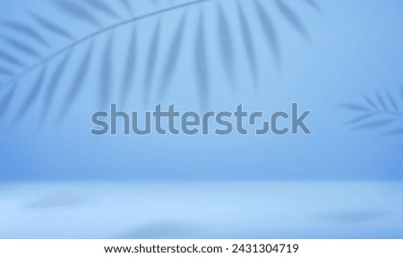 3d Empty light studio abstract background with spotlight effect and tropical palm leaves shadow. concept for your graphic design poster banner and backdrop. 3d rendering. Vector illustration