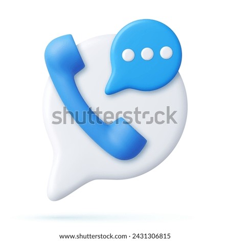 3d Phone handset with speech bubble.. Support, customer service, help, communication concept. Talking with service call support hotline and call center. 3d rendering. Vector illustration