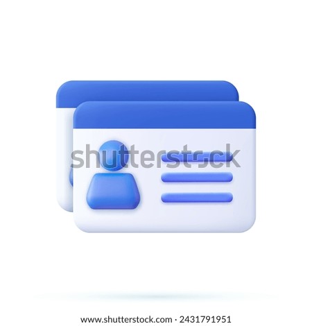 3d Driver license, id card, plastic card, badge icon. 3d rendering. Vector illustration