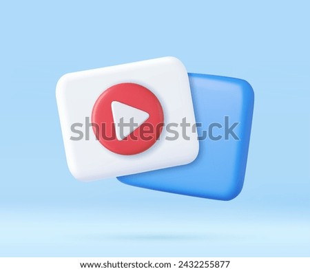 3d simple play video or audio icon. Play interface symbol . 3d rendering. Vector illustration.