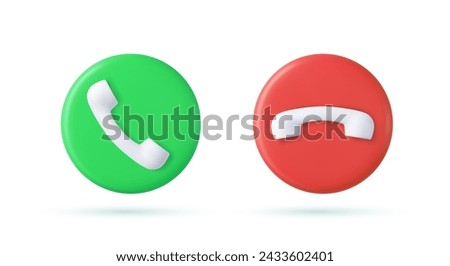 3d Red and green yes no buttons icon. Answer and decline symbol. 3d rendering. Vector illustration