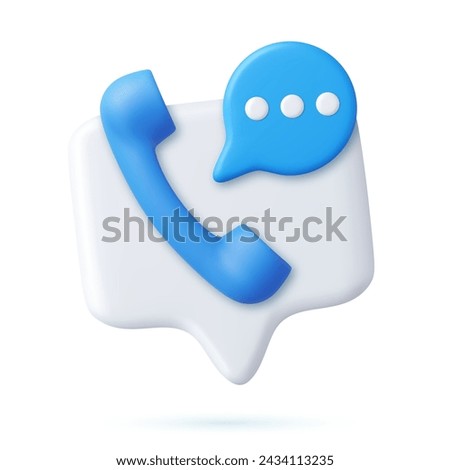 3d Phone handset with speech bubble.. Support, customer service, help, communication concept. Talking with service call support hotline and call center. 3d rendering. Vector illustration