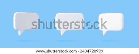 3D speech bubble icons, isolated on blue background. 3D Chat icon set. Chatting box, message box. 3d rendering. Vector illustration