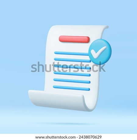 3d White paper task management todo check list, efficient work on project plan, fast summary, assignment and exam. 3D Rendering. Vector illustration