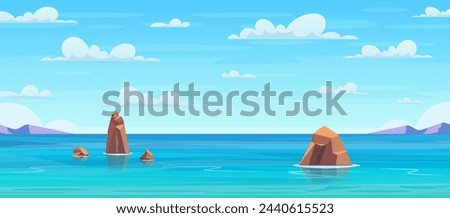 Similar – Image, Stock Photo Rocky island in sea against sunset sky aerial view