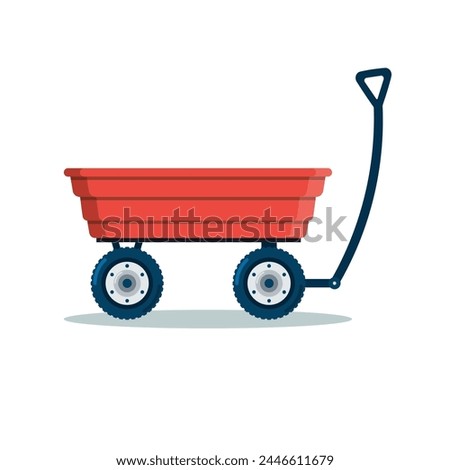 Garden cart, wheelbarrow, wagon, hand trolley icon. Isolated on a white background. Vector illustration in flat style