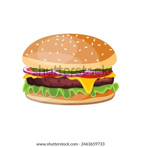 Delicious hamburger icons. Vector illustration in flat style