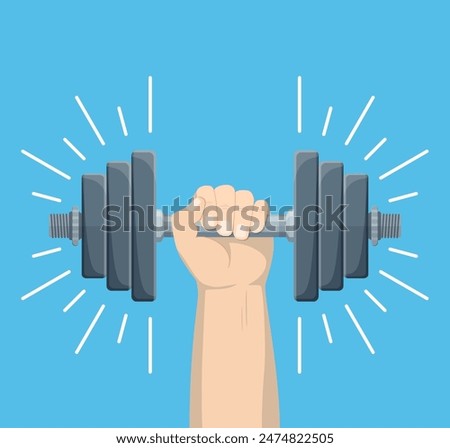 Hand holding a dumbbell. Sport equipment, weight lifting, exercise, strength and gym concept.