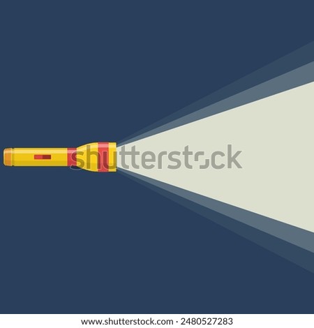 Flashlight icon on night background. Concept of flat flashlight in dark. Vector illustration in flat design