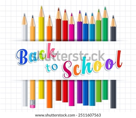 Back to school background with Coloring pencils. vector illustration in flat design