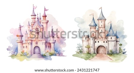 watercolor of castle vector illustration