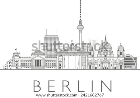 Berlin, Germany cityscape line art style vector illustration