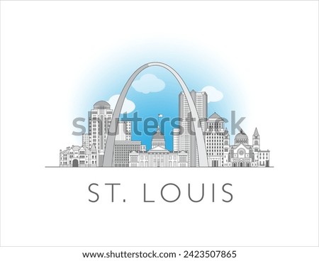 St. Louis cityscape line art style vector illustration
