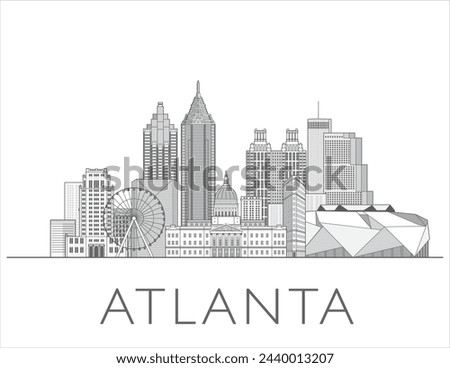 Atlanta skyline cityscape illustration in black and white