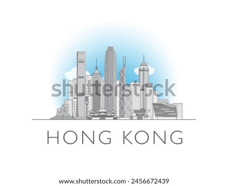 Hong Kong skyline cityscape illustration