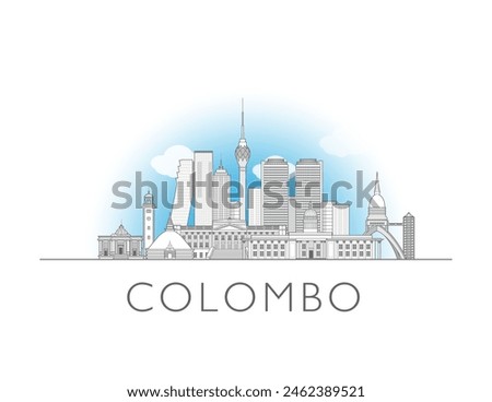 Colombo skyline cityscape illustration in black and white 