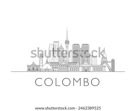 Colombo skyline cityscape illustration in black and white 