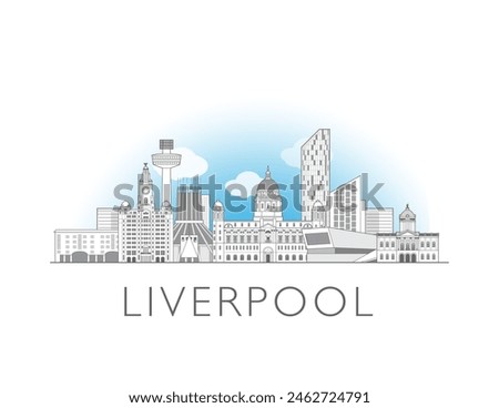 Liverpool skyline cityscape illustration in black and white 