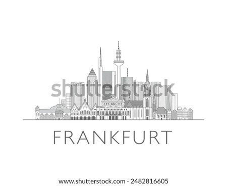 Frankfurt Germany cityscape line art style vector illustration in black and white