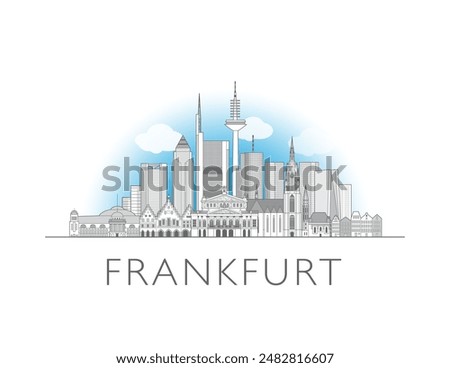 Frankfurt Germany cityscape line art style vector illustration