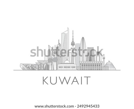 Kuwait skyline cityscape line art style vector illustration