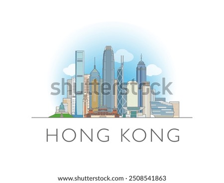 Hong Kong skyline cityscape drawing