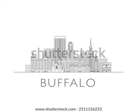 Buffalo skyline cityscape line art style vector illustration