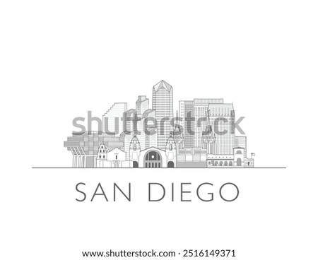 San Diego skyline cityscape vector illustration